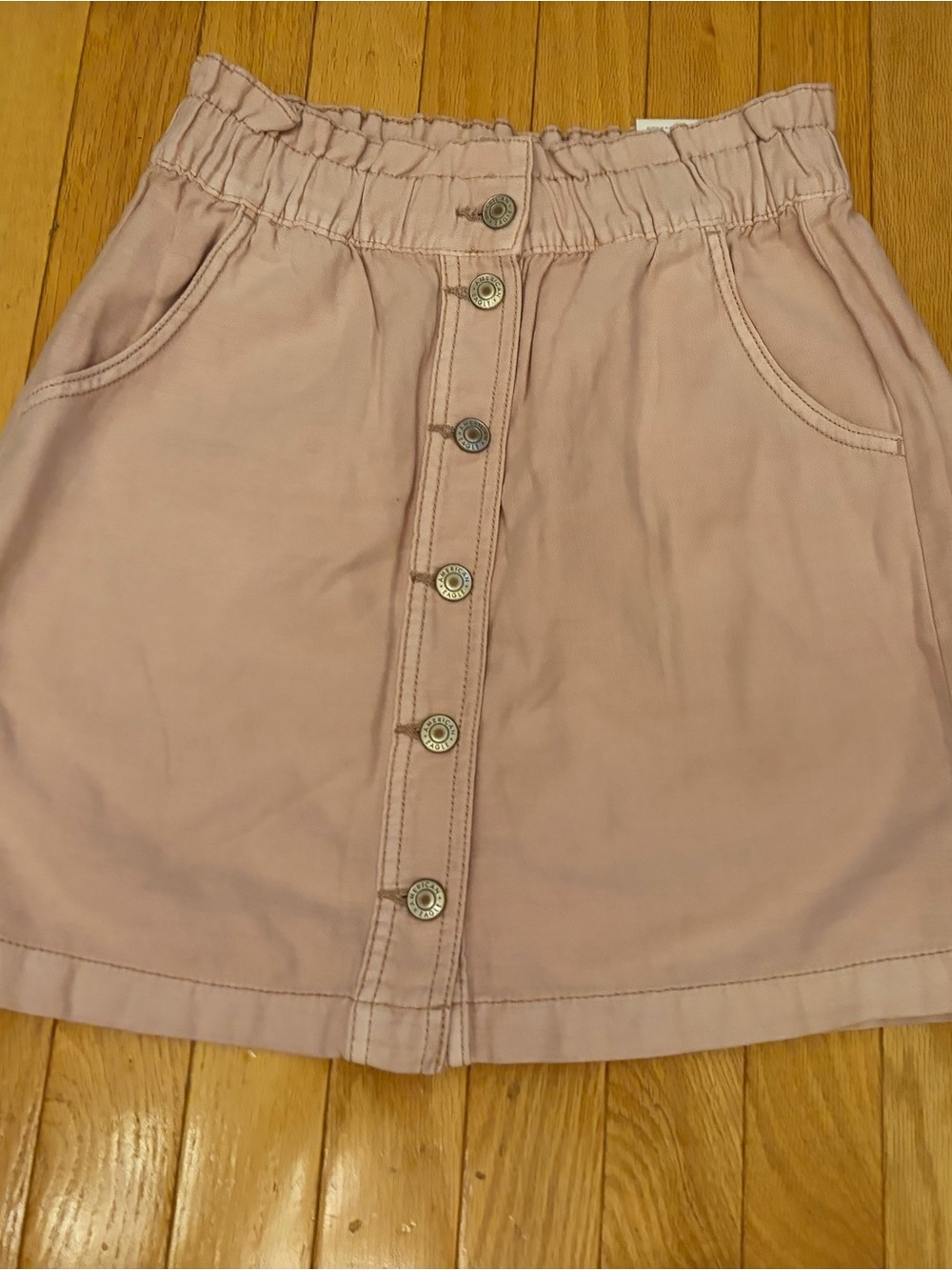 American Eagle Outfitters Blush Pink Button-Front Mini Skirt